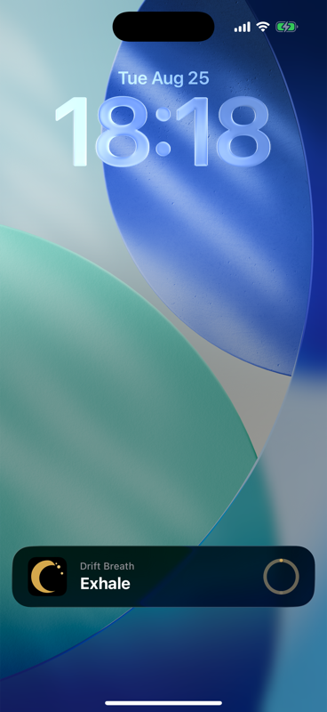 Drift Breath Lock Screen Live Activity interface