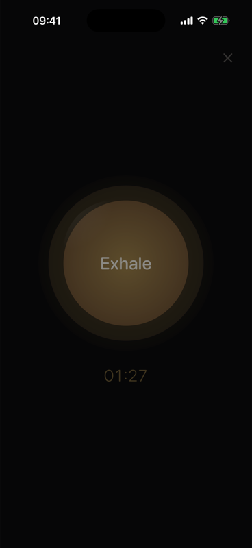 Drift Breath active bedtime breathing session screen on iPhone